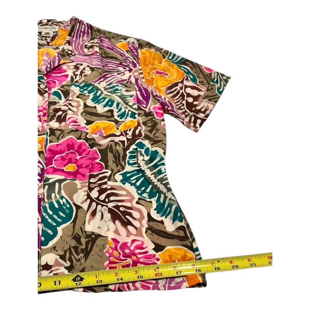 Christian Dior Floral Silk Button-Up Shirt‎ Women's Size 4 - Picture 10 of 15